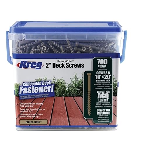 Kreg - 700 pièces de Vis de terrasse Protec-Kote 51 mm filetage épais tête plate - SDK-C2W-700 - Honorern