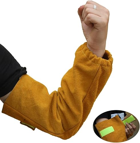 Braccio di saldatura in pelle resistente al calore Manicotto per polsino elastico Lavoro di sicurezza Protezione antiscintilla del braccio - Honorern