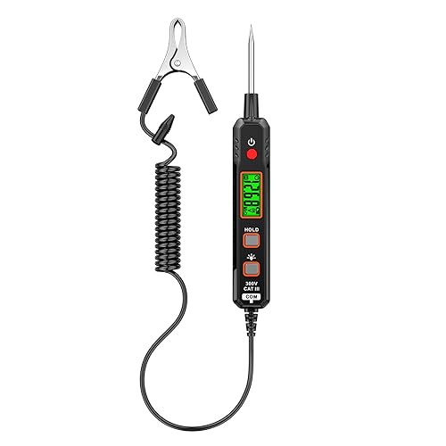 B1 Tester di Tensione, Tester di Circuito con Gamma DC 0.8V-100V, Test di Continuità, Tester Elettrico con Torcia, Allarme Cicalino per Batteria Auto Continuità Fusibili - Honorern