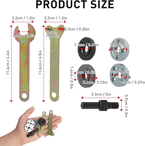 Chiave per Smerigliatrice Angolare da 125mm, Flange di Fissaggio Interna ed Esterna, Set di Attrezzi in Metallo Resistente, Compatibile per la Maggior Parte delle Smerigliatrici Angolari - Honorern