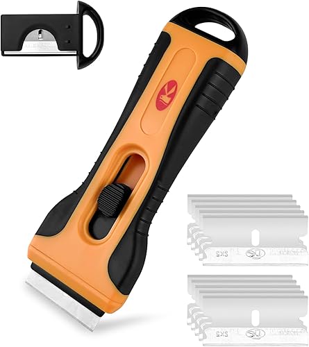 Legpador Raschietto Vetro, Raschietto Piano Induzione, Raschiatore per Vetri, Multiuso Scraper per la Pulizia, Spatola con Impugnatura Antiscivolo con 14 Lame di Ricambio, per Finestre, Stufe, Adesivi - Honorern