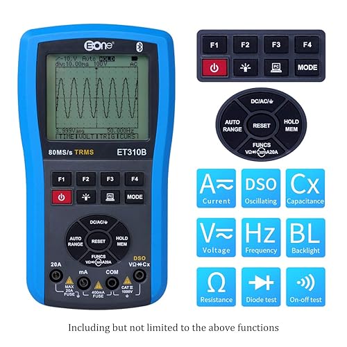 4 in 1Digitale Multimetro Handheld Oscilloscopio Bluetooth Multi Tester con Misurazioni Manuale e Automatico Corrente Resistenza Frequenza di Capacitanza Diodi Transistor Tensione AC/DC - Honorern