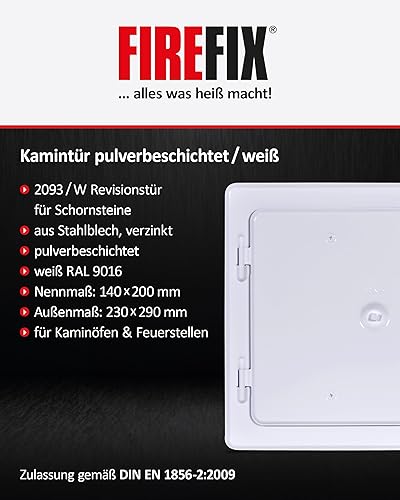R80/B90 2093/W porta camino zincato e verniciato a polvere, bianco RAL 9016, dimensioni nominale: 140 x 200 mm, dimensioni esterne: 230 x 290 mm - Honorern