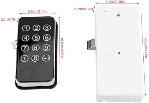 Serratura senza chiave con combinazione di codice cifre Kit serratura elettronica dell'armadio per cassette portautensili per sportelli Spa Nero - Honorern