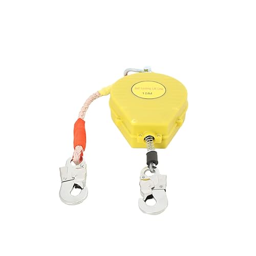 ECUTEE Dispositivo Anticaduta di Tipo Retrattile, 15M Anticaduta a Richiamo Automatico, Protezione Personale Imbragatura di Sicurezza Corda di Sicurezza per Tetto e Lavori Aerei, Carico: 150KG - Honorern