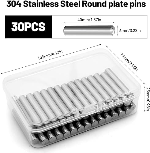 30pz Spina Centraggio 6×40 mm, 304 Acciaio Inox Perni di Posizionamento, Cilindrica Perno Supporto per Posizionamento e Collegamento Preciso di Prodotti in Legno - Honorern
