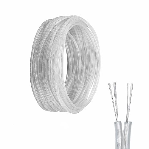 15M 28 AWG Trasparente Cavo in PVC, Cavo Elettrico Trasparente a 2 Fili, Doppino Trasparente, Diametro Esterno 1,6 x 3,2 mm, Per Piccoli Apparecchi Elettrici - Honorern