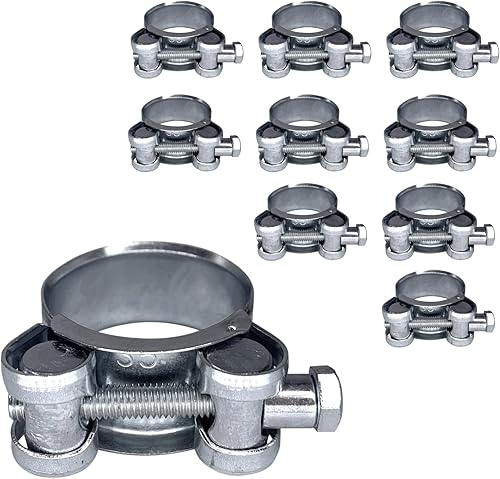 SKIR'CO Confezione da 10 fascette rinforzate, 32-35 mm, in acciaio zincato, tubo regolabile e tubo (10 pezzi) - Honorern