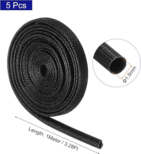 Guaine Antincendio Treccia Isolante, Guaina Fibre Vetro Rivestita Silicone Alta Temperatura per Tubi Flessibili Automobilistici Cablaggio Elettrico Nero 1,5 Mm - Honorern