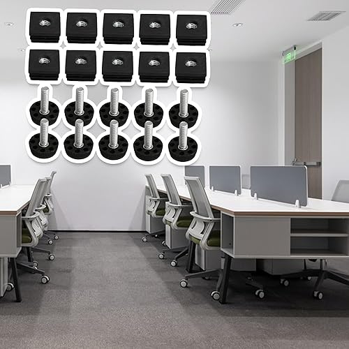 BQLZR 30mmx30mm M8 Filo nero in plastica per mobili da tavolo Spina da gamba Fustellatura Tappi per tappi Inserti con regolazione del filo per tubo quadrato Tubo confezione da 10 - Honorern