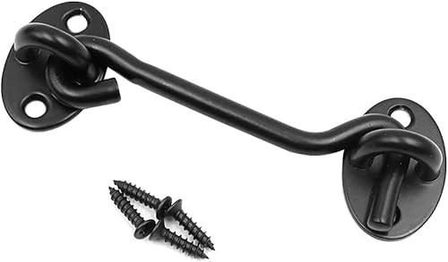 Gancio Antivento, Gancio per Finestra, Chiusura per Porta del fienile Solido 4 Pollici, Ideale per Porte scorrevoli, Bagno, Finestra (Nero) - Honorern