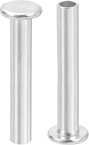 50pz Rivetti Semitubolari, 4mm x 25mm Rivetti Semi-Tubolari Testa Piatta Tonda Alluminio Rivetti con Perno Metallo per Riparazioni Domestiche Industriali, Argento - Honorern