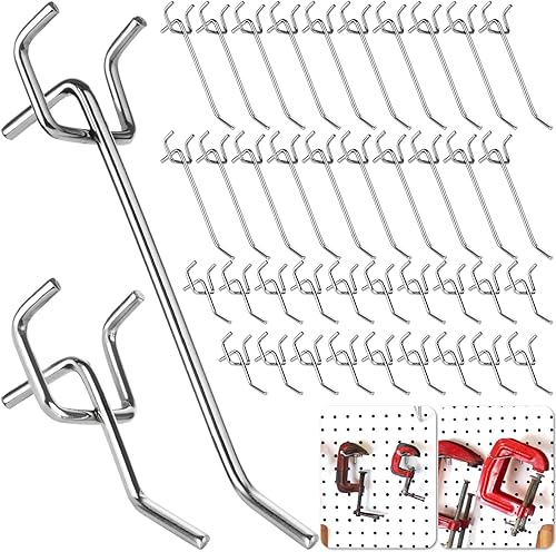 60 ganci per pannelli perforati, 5 cm e 10 cm, gancio da parete per pannello perforato, esposizione, organizzazione di attrezzi, banco da lavoro, scaffalature per negozi - Honorern