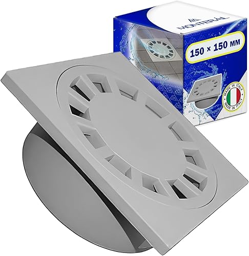 Piletta Doccia Pavimento 100 x 100 mm in Verticale con Griglia Quadra - Garanzia di 10 Anni - MADE IN ITALY - MONTERAL - Honorern