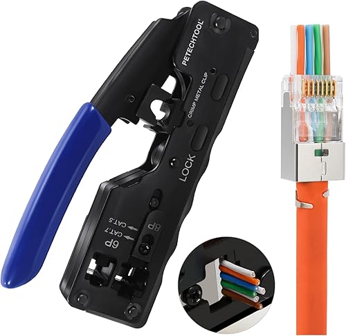 Pinza Crimpatrice rj45 CAT7 per connettore passante rj45, RJ12 e RJ11, Crimpatrice rj45 Professionale - Honorern