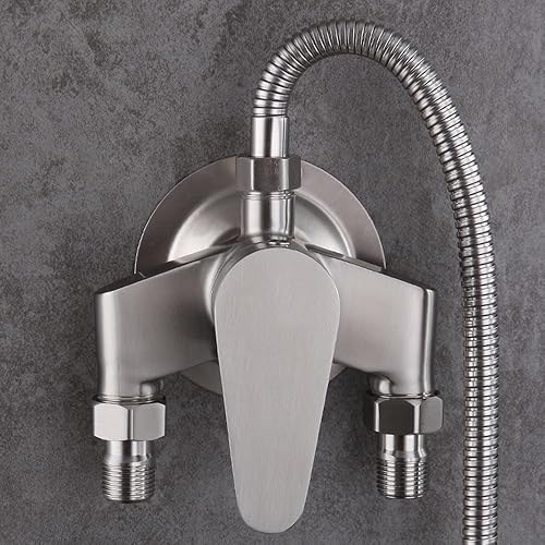 Rubinetto doccia a vista in acciaio inossidabile SUS 304 con valvola di controllo rubinetto per acqua fredda e calda, montaggio a parete miscelatore per doccia bagno - Honorern