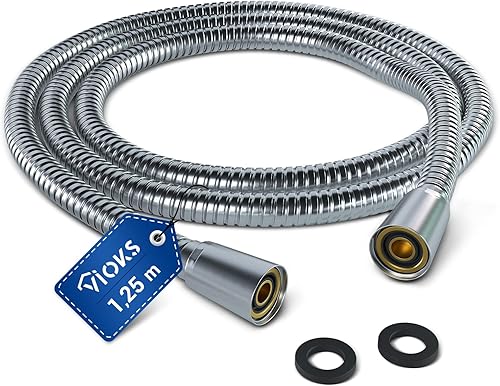 Tubo flessibile per doccia, 125 cm, tubo flessibile per doccia, in acciaio inox, prolunga e tubo per doccia - Honorern