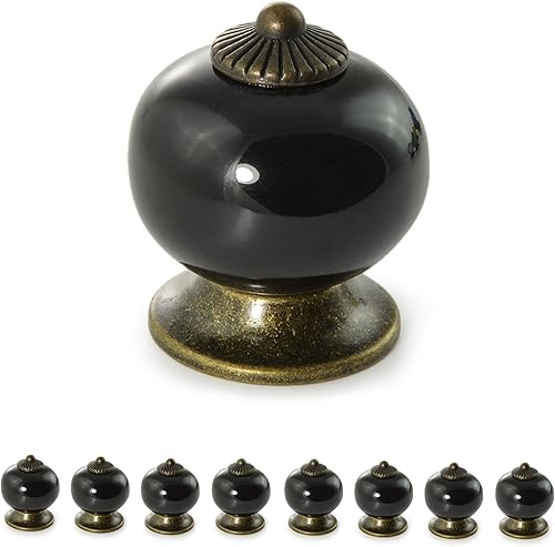 Ganzoo, set di pomelli per mobili, in porcellana e ceramica, maniglie per mobili e armadi, pomelli per porte, in stile vintage, shabby, antico, casa di campagna, adatti per ante di armadi o cassetti, Bianco - Honorern