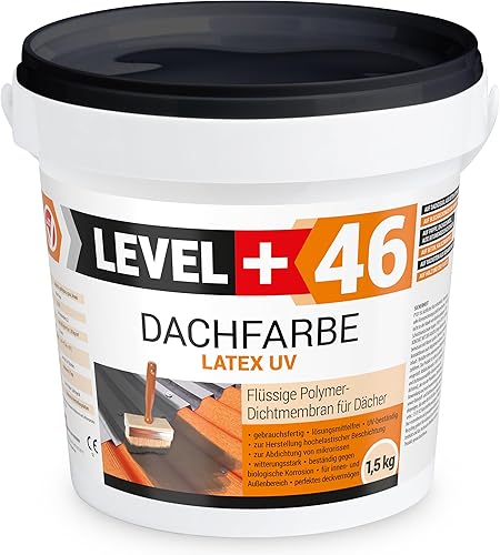 LEVEL PLUS Vernice per tetto, 1,5 kg, vernice per tetto, membrana polimerica flessibile, resistente alle intemperie, rosso mattone RM46 - Honorern