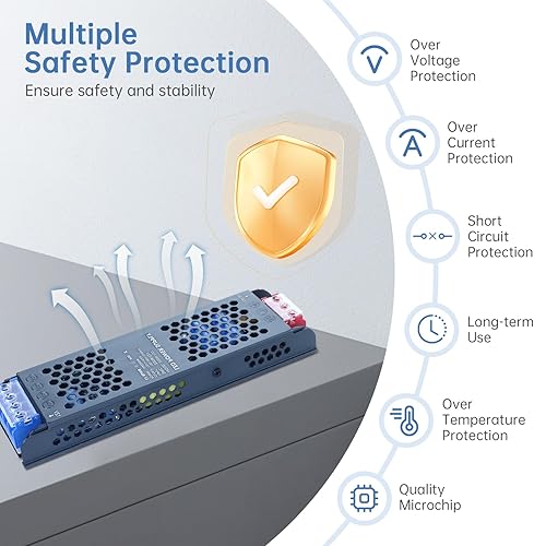 Alimentatore 24V, 150W 6,3A Trasformatore 220V 24V, LED Driver, Ultra Fino Tensione Costante AC 220V a DC 24V Driver, LED Power Supply Bassa Tensione per Strisce Luci Lampada LED - Honorern