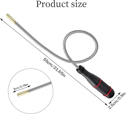 Calamita Flessibile con Maniglia Antiscivolo,Calamita Telescopica Flessibile Officina Asta Magnetica Flessibile,Strumento Magnetico Flessibile per Raccogliere Oggetti di Ferro-Utensile Magnetico (6mm) - Honorern