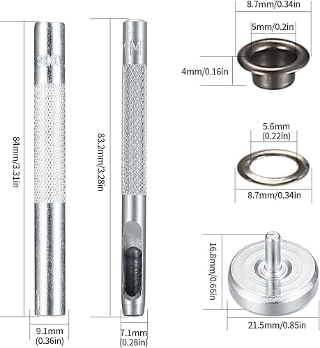 400 Pezzi Occhiello Strumento Kit, Occhielli Occhiellatrice, Metallo Strumento Installazione Dell'Occhiello, Occhielli Grommet Rondelle per Tela Cerata, Tessuto, Tende, 4 Colori - Honorern