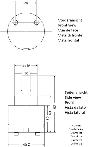 Cartuccia 40 mm di Ricambio per Miscelatore, Cartuccia a Dischi ceramici (40 mm) - Honorern