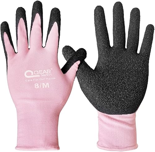 3 paia di guanti da lavoro da giardino da donna, rosa, rivestimento in lattice con palmo, funzione muti, abrasione, adatti a mano, giardinaggio, lavori domestici - Honorern