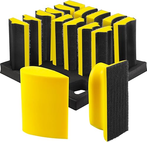 Set di Blocco Levigatura Manuale da 16 pezzi il Levigatura Blocco Gancio Loop Mano Spugna Lucidante Pad restauro di mobili, la verniciatura di auto e l'artigianato - Honorern