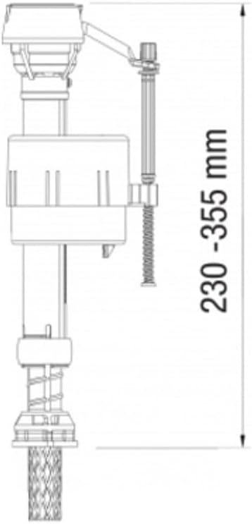Schwab A Fluidmaster Brand Filling Valve 400, codolo in ottone G 3/8' x 43 mm, base montata, altezza regolabile (230-355 mm) - Honorern