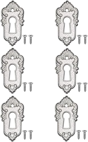 6 targhette per chiavi antiche, rosette, design vintage, 45 x 23 mm, argento - Honorern