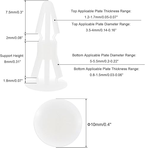 Distanziatore Supporto PCB, 200pz 8mm/0,31' Altezza di Supporto Standoff PCB Isolamento Scheda Colonna Testa Rotonda Supporto in Plastica per Scheda PCB PC, Bianco - Honorern