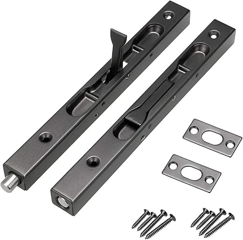 2 Pezzi Catenaccio per Porta Nascosto, Chiusura Porta, Bulloni in Acciaio Inossidabile, a Filo per Porte Composite, in Legno, Doppie(Nero) - Honorern