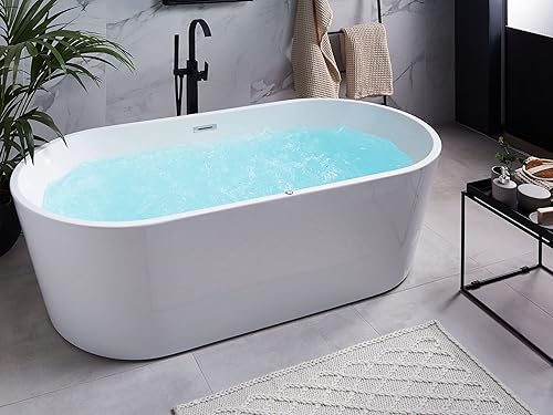 Vasca da Bagno Idromassaggio Ovale in Acrilico Bianco 170 x 80 cm - Honorern