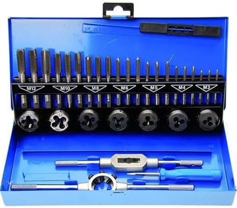 Set di maschi per filettatura, 110 pezzi, con valigetta in plastica, metrica M2-M18, cassetta degli attrezzi per fai da te e professionisti - Honorern