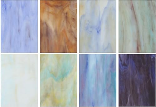 QUARKZMAN 8 Fogli Lastre Vetro Colorato, 100x150mm PMosaico di Vetro Varietà Piastrelle per Progetti Fai Da Te Decorazione Casa, Serie Blu e Verde - Honorern