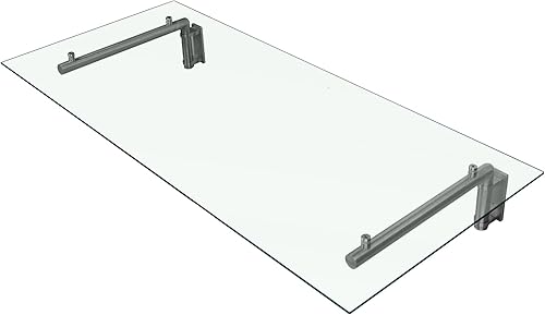 Tettoia in vetro per portico, protezione dalla pioggia, per esterni, patio, cortile, giardino, copertura per porta, pulizia della casa, staffe in acciaio inox satinato, 1200 x 800 mm - Honorern