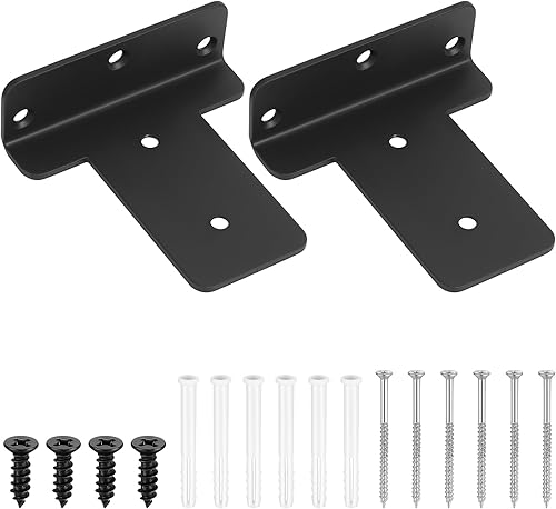 2 Pezzi Staffe per Mensole Pesanti, 100mm Reggi Mensola da Muro, Staffa per Mensola, Staffe a L in Metallo, Supporti per Scaffali, Mensole Montate a Parete, Nere - Honorern