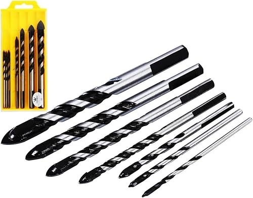 Set di Punte da Trapano Multiuso 7 Pezzi, Punta in Carburo di Tungsteno da 3-12 mm per Piastrelle di Ceramica in Porcellana, Marmo, Pietra, Acciaio Dolce, Mattoni, Vetro e Altro 121701 - Honorern