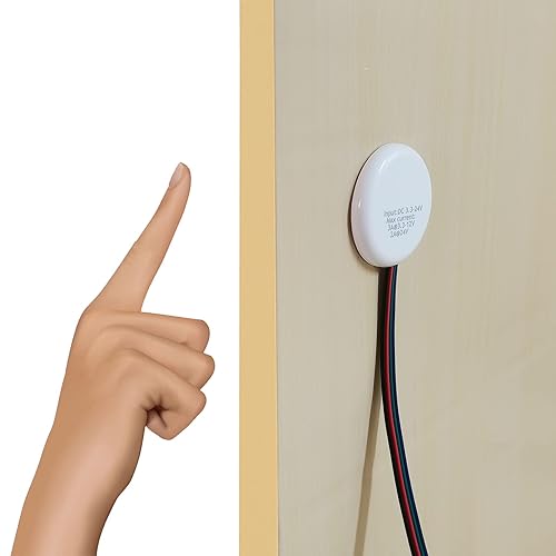 Interruttore touch LED da 12 V, nascosto, DC 3,7 – 24 V, 3 A, interruttore touch per barra luminosa a LED Smart Home, penetra in legno, pietra, vetro, ecc., senza fori necessari (bianco) - Honorern