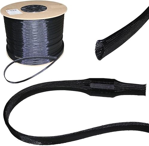 10m guaina intrecciata 25mm (18-30mm) I cavo con guaina intrecciata in poliestere in colore nero I guaina per cavi, guaina protettiva, protezi - Honorern