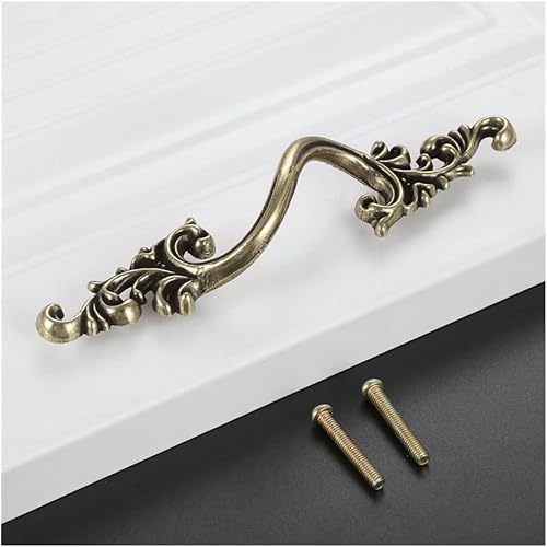 Maniglie per mobili Maniglia Vintage Bronzo Antico/in Argento Pull Blower Wave Manopola 64 / 96mm Foro in Lega Decor Cucina/Mobili da Bagno Hardware w/Vite (Color : Silver 64mm Hole) - Honorern