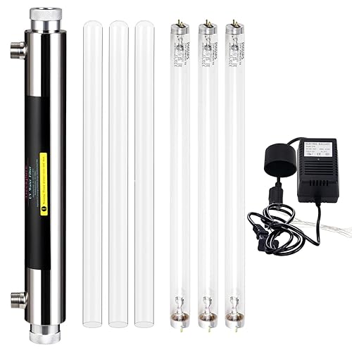 Geekpure Sistema di filtraggio dell'acqua per tutta la casa U-V 6 GPM - Depuratore d'acqua con 3 filtri UV + 3 manicotti al quarzo (25 Watt) - Honorern