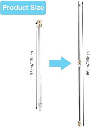 Bacchetta di Prolunga per Rondella ad Alta Pressione 2 Pezzi, 33cm Prolunga Lancia Diritte Wand 4000 PSI con Connettore Rapido da 1/4 di Pollice per Idropulitrice, Macchina per La Pulizia - Honorern