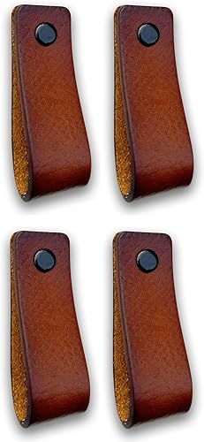 Brute Strength - Maniglie in pelle per mobili - Cognac - 2 pezzi - 16,5 x 2,5 cm - Maniglia per mobili, maniglia per porte per cucina, bagno, armadi, comò, legno - Honorern