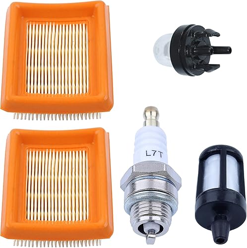 2PC Filtro Aria per Stihl FS120 FS200 FS250 FS300 FS350 FS400 FS450 con Candela di Accensione Filtro Benzina Pompa Primer Tosaerba 4134 141 0300 - Honorern