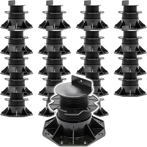 Set 20 supporti per pavimenti galleggianti, altezza regolabile 60-128mm Max 2700 kg, Pavimenti Decking - Honorern