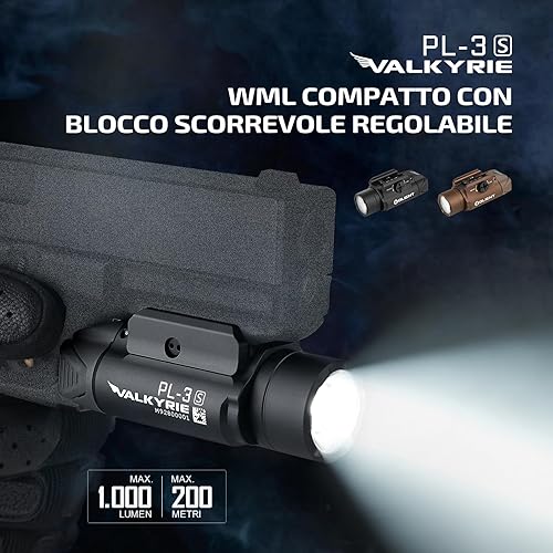 OLIGHT PL-3S Torcia 1000 Lumen Portata 200 m Lampada da Binario Compatta con Binari Regolabili, Leggera ed Ecologica per Campeggio Outdoor Cerca Caccia Lavoro Notturno (Nero) - Honorern