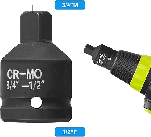 Adattatore da 3/4' F A 1/2' M Impact Socket, L'Acciaio Cr-Mo Riduttore Quadrato per Trapano Avvitatore A Percussione Adattatore Bussola per Chiave Dinamometrica E A Cricchetto - Honorern