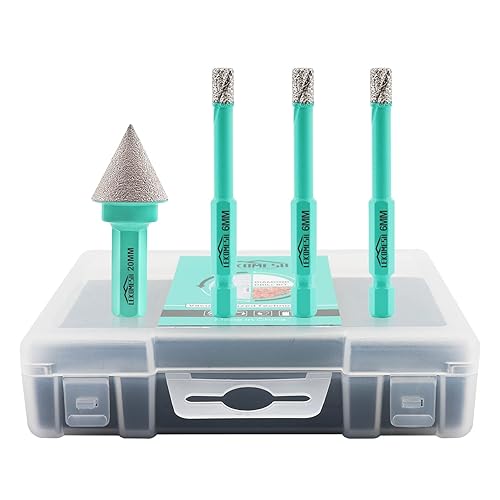 Set di Punte Diamantate - 3pcs 6/6/8MM Punte Trapano Piastrelle & 1pc 20MM Punte Fresa Diamantate con Gambo Esagonale per Ceramica Marmo Granito Pietra Quarzo,LEKOMESH - Honorern